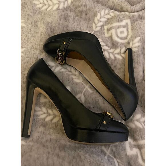 Michael Kors HAMILTON Pump Classic Black Suede Heels Stilettos Platform. - Picture 1 of 9